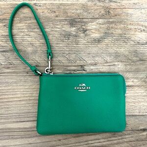 Coach leather wristlet turquoise